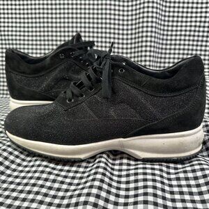 Hogan Black Glitter White Chunky Logo Women's Sneaker Size EU 40 / US 10